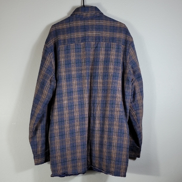 Vintage Himalaya Mens Quilted Wool Button Up Shacket Size XLT Plaid Flannel Blue - Picture 9 of 14